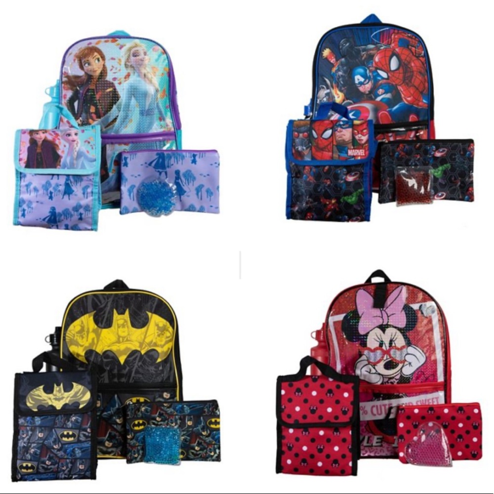 Bioworld Kid’s Character Backpacks, 5 Piece Set
